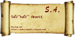 Sáhó Anett névjegykártya